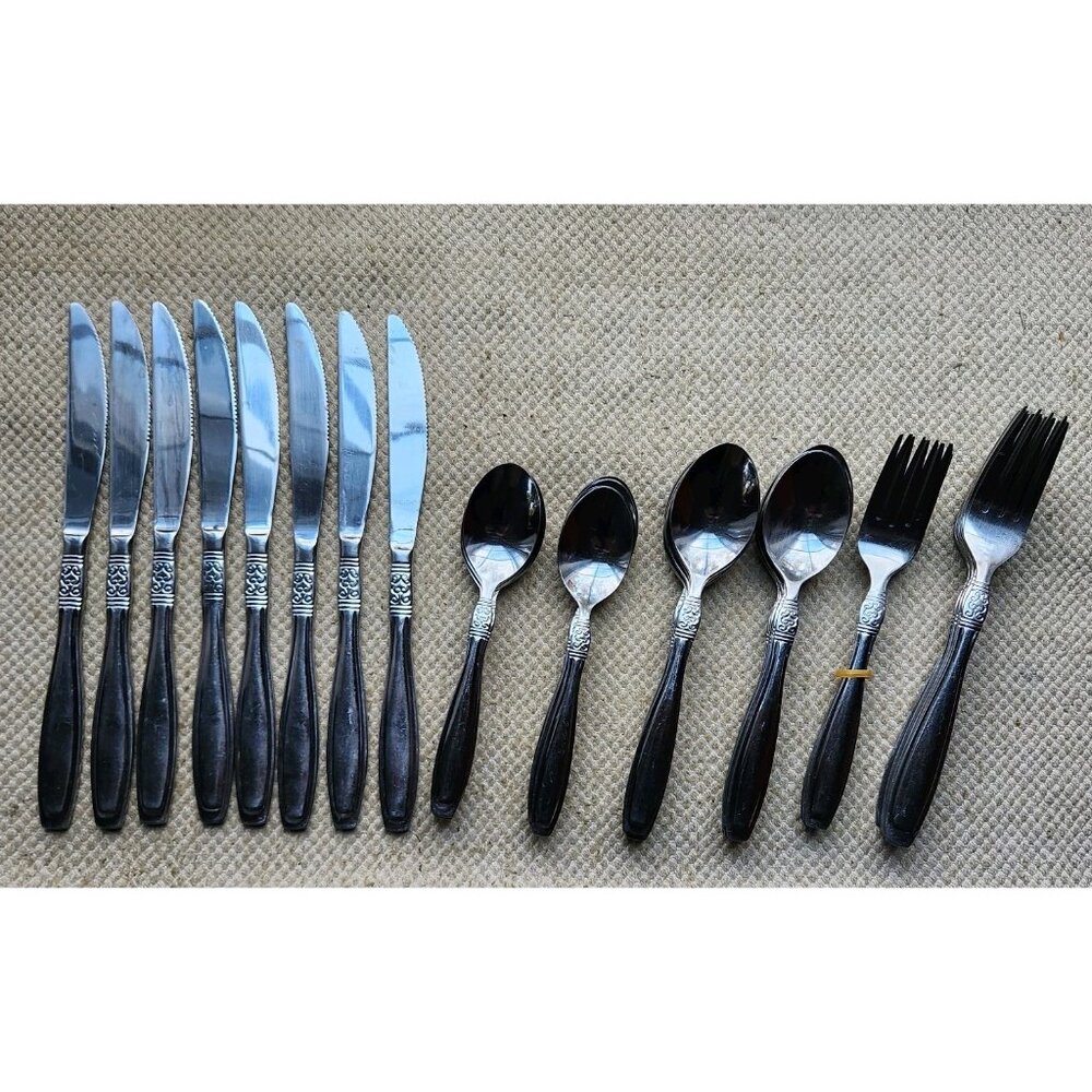 ONEIDA Flatware Vista Pattern 48 Pieces stainless Serves 7 + forks knives spoons